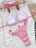 Ribbed Tie Back Bikini Set - PD SECRET REALM