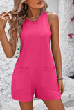 Mandy Round Neck Sleeveless Front Pocket Romper - PD SECRET REALM