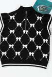 Bow Half Zip Sweater Vest - PD SECRET REALM