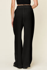 Full Size Texture Drawstring Wide Leg Pants