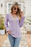 Eyelet V-Neck Smocked Flounce Sleeve Blouse - PD SECRET REALM