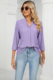 Eyelet Three-Quarter Sleeve Blouse - PD SECRET REALM