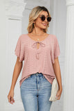 Eyelet Tie-Neck Flutter Sleeve Top - PD SECRET REALM