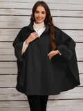 Fuzzy Trim Long Sleeve Poncho - PD SECRET REALM