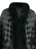 Fuzzy Checkered Long Sleeve Poncho - PD SECRET REALM