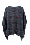 Round Neck Fringe Detail Sleeve Poncho - PD SECRET REALM