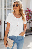 Eyelet Quarter Button Short Sleeve T-Shirt - PD SECRET REALM