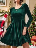 Round Neck Long Sleeve Knee Length Dress - PD SECRET REALM